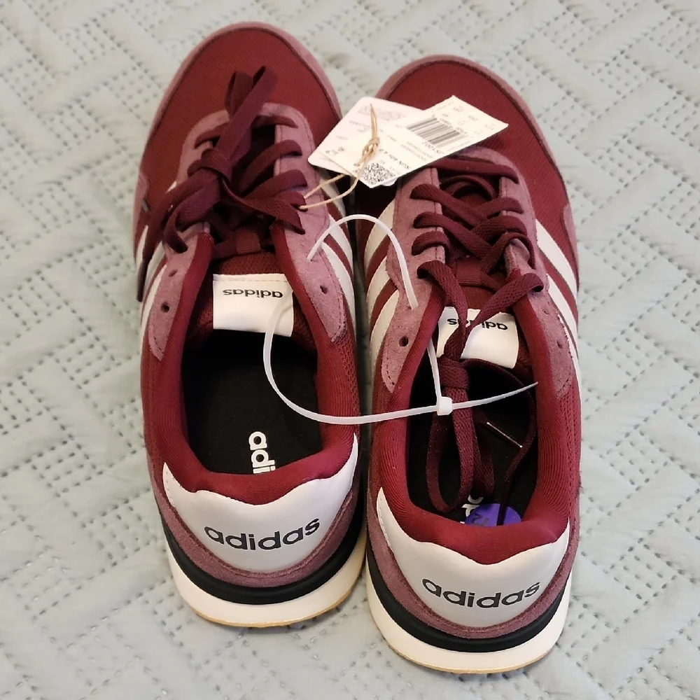 Adidas Men's Maroon and White Sneakers